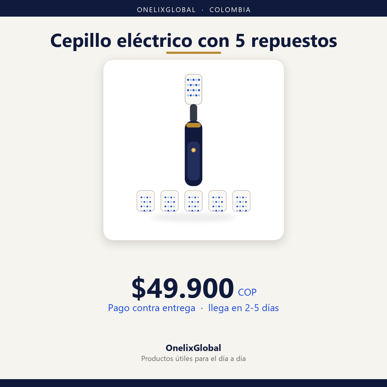 Cepillo de dientes eléctrico con 5 repuestos por $49.900 COP, pago contra entrega